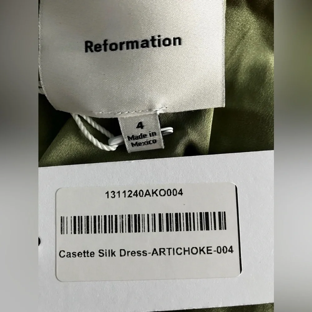 NEW Reformation Casette Silk Maxi Dress Artichoke Green Size 4 - Picture 11 of 11